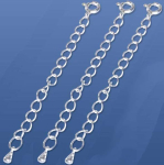 Verlängerungsketten mit Federring,Länge ca. 60 mm,Kettenglieddurchmesser ca. 4 mm,925er Sterling Silber,3 Stücke,Artikelnummer 3598E-3.
