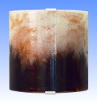 Wandleuchte,schwarz,braun,bernstein,pink,weiss,ca. 25 x 25 x 9,5 cm,Artikelnummer 130007-E,Glasverschmelzung,in unserer eigenen Werkstatt gefertigt.Carmen Harusta,Glasinsel ®,Göttingen,Deutschland.(ausgeschaltet)