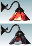 Wall lamp,antique wall bracket,socket E14,max. 60 Watt,shade diameter ca. 17,5 cm,stained glass,red-brown,opalescent,chord,item number 70018001 a,manufactured in our own atelier.Carmen Harusta,Glasinsel ®,Goettingen,Germany.