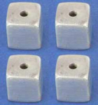 Cubes,light,centrical drilled,edge length ca. 5 mm,Sterling Silver,satined,4 pieces,item number 3966CZ-4.