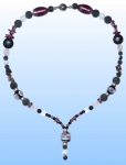 Collier mit Glasperlen,Unikat," Y - Lila ",Länge ca. 55 cm