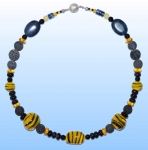 Collier mit Glasperlen,Unikat," Gelb und Schwarz ",Länge ca. 44 cm