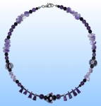 Collier mit Glasperlen,Unikat," Rosa und Lila ",Länge ca. 45 cm