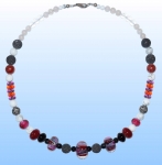 Collier mit Glasperlen,Unikat," Rot,Weiss,Pink ",Länge ca. 48 cm